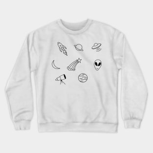 Black Line Space Icons Crewneck Sweatshirt